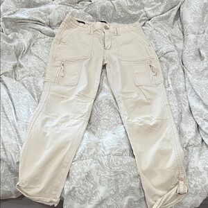 White House Black Market Cream Straight Crop Pants